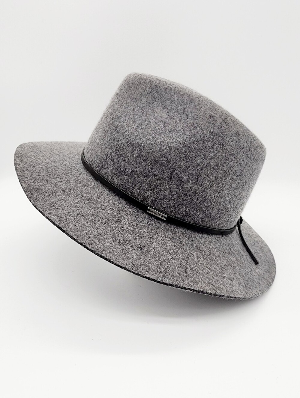 Brixton Wool 100% Fedora Bucket Hat Leather Trim Grey XS